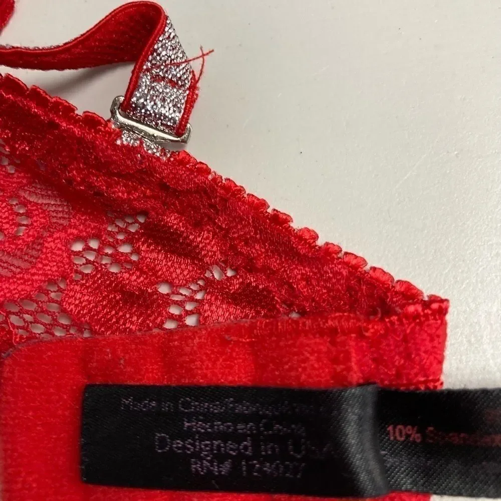BLACK FUCHSIA, Women’s Bra, red&silver, 34C‎